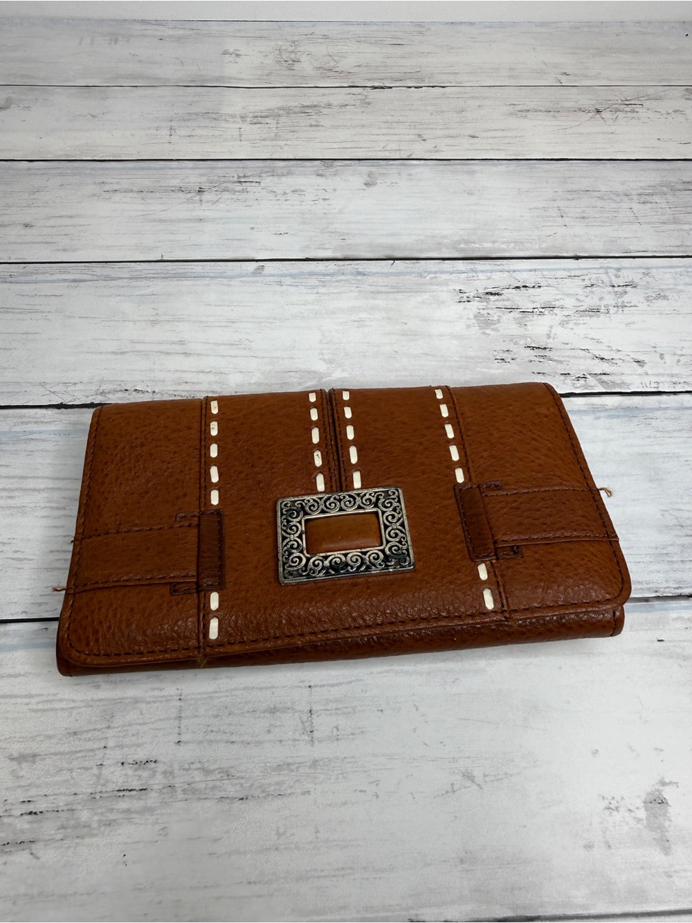 Brighton Chestnut Brown Leather Wallet with Decorative Silver Buckle